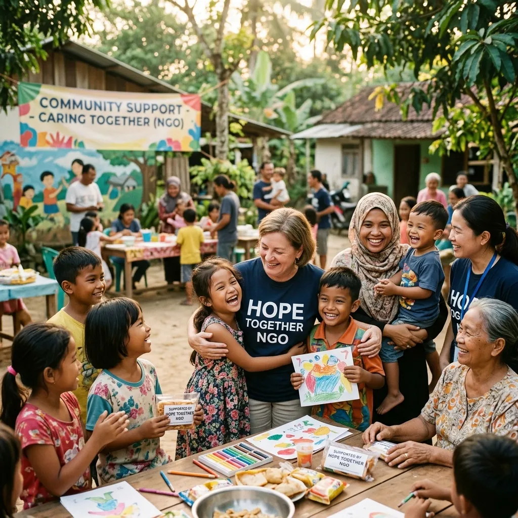1 World Humanity Organization volunteers supporting families and children