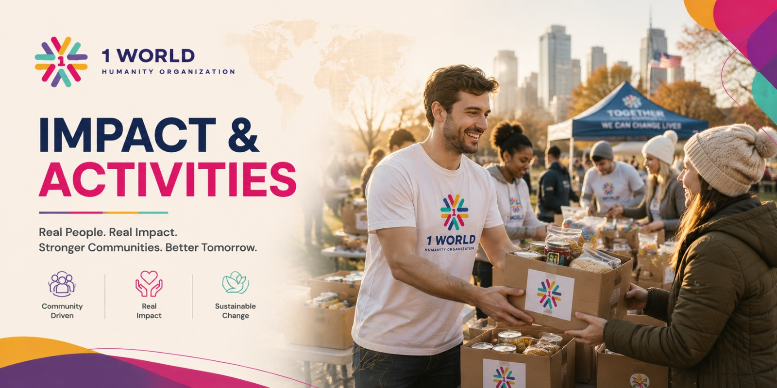 1 World Humanity Organization Impact and Activities hero artwork